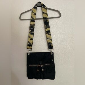 Henri Bendel Black Bag with Camo Strap